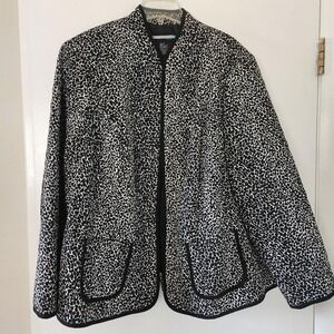 2X Requirements Professional Zip Up Jacket Black and White Abstract Animal Print